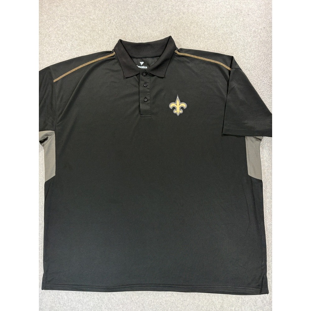 New Orleans Saints Fanatics Stadium S/S Polo Shirt (Men's 4XL) Black - Screened
